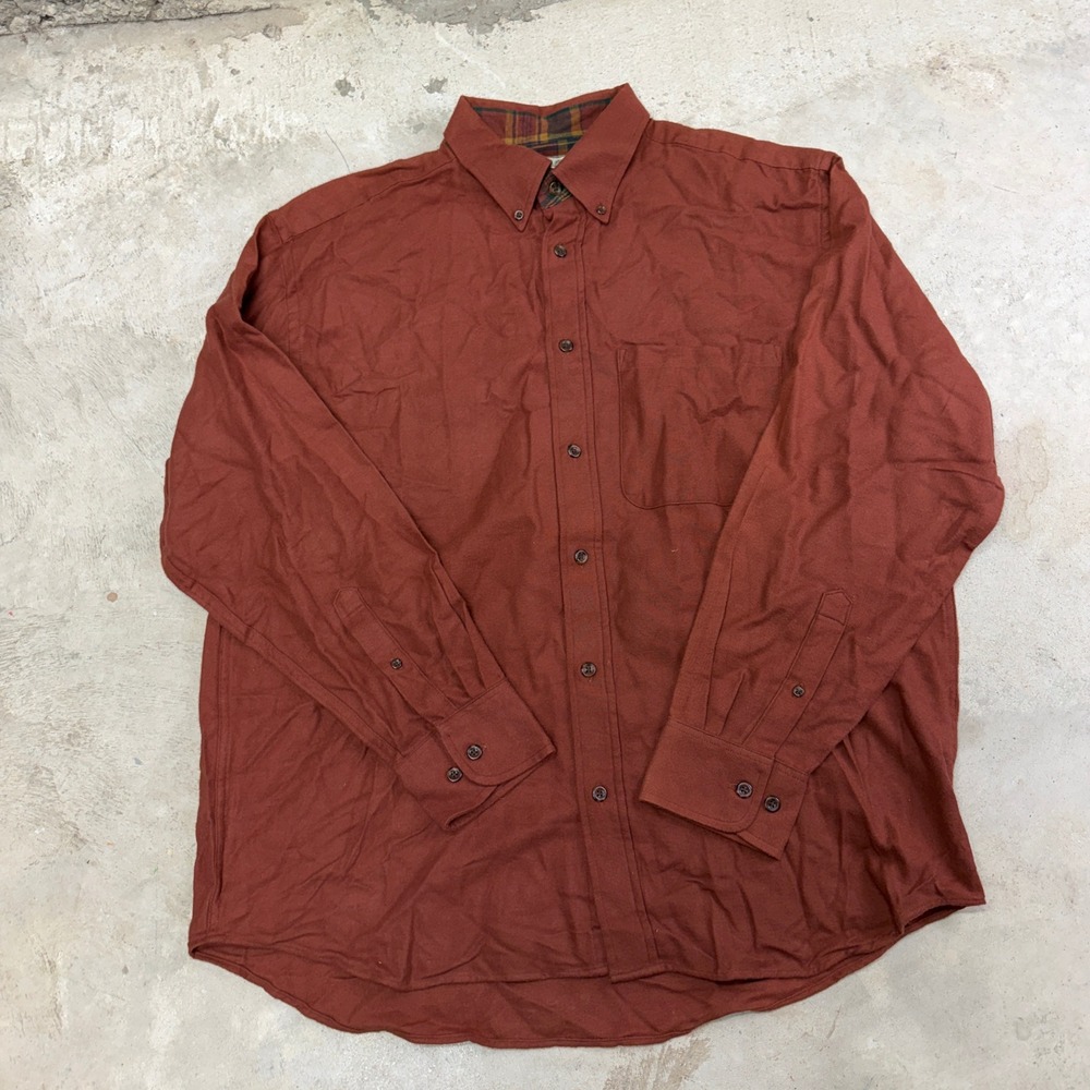Cabelas Mens Red‎ Plaid Long Sleeve Button Down Shirt L G Cotton